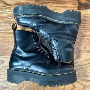 Dr Martens Sinclair Black Leather Zip Chunky Flatform Boots